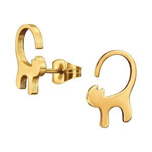 Rose Gold Surgical Grade Stainless Steel Cat Stud Earrings